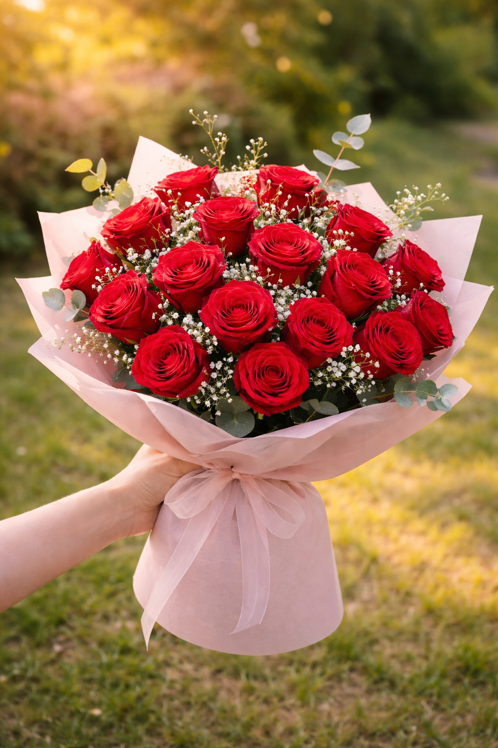 Classic Custom Red Roses Bouquet for Romantic Valentine's