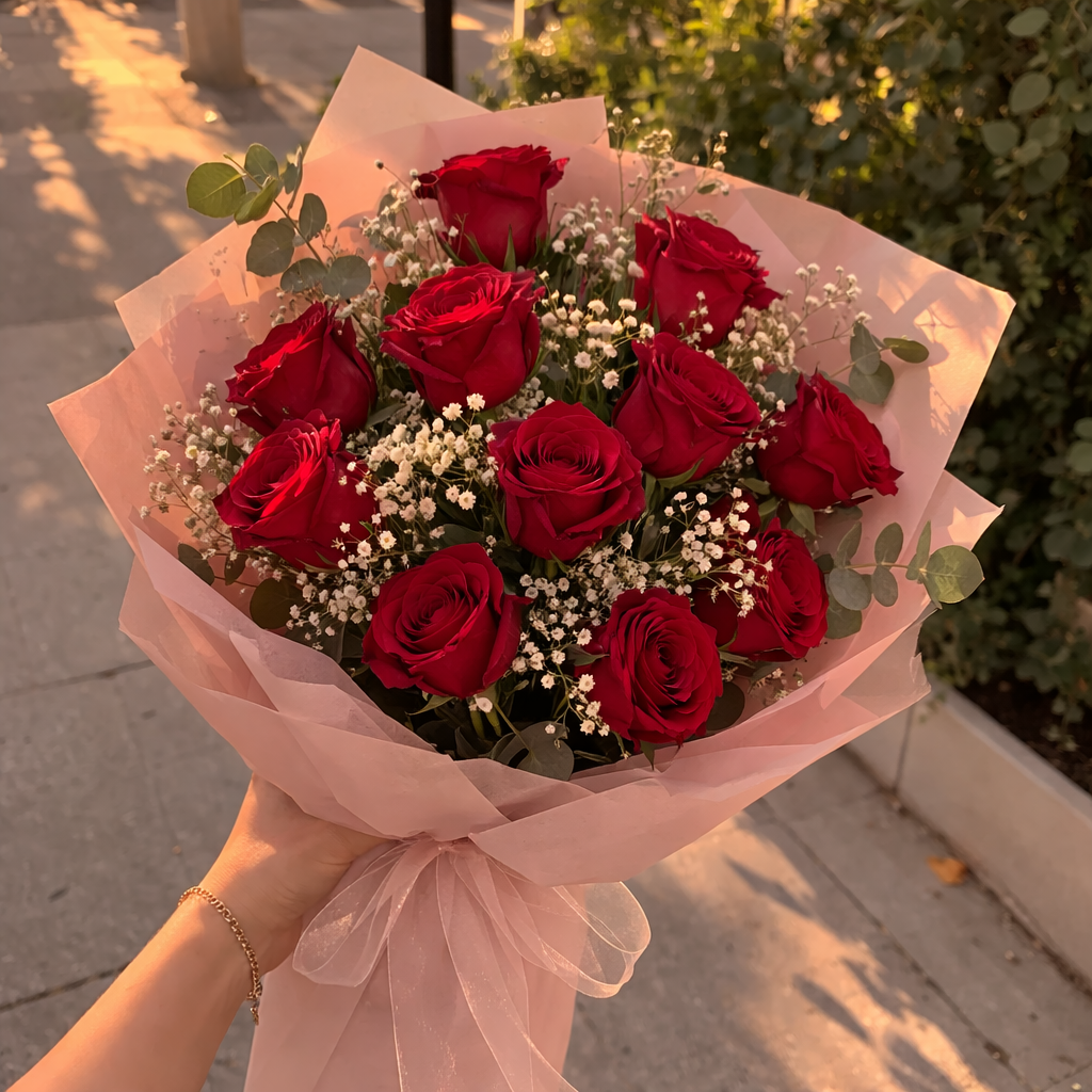 Classic Custom Red Roses Bouquet for Romantic Valentine's