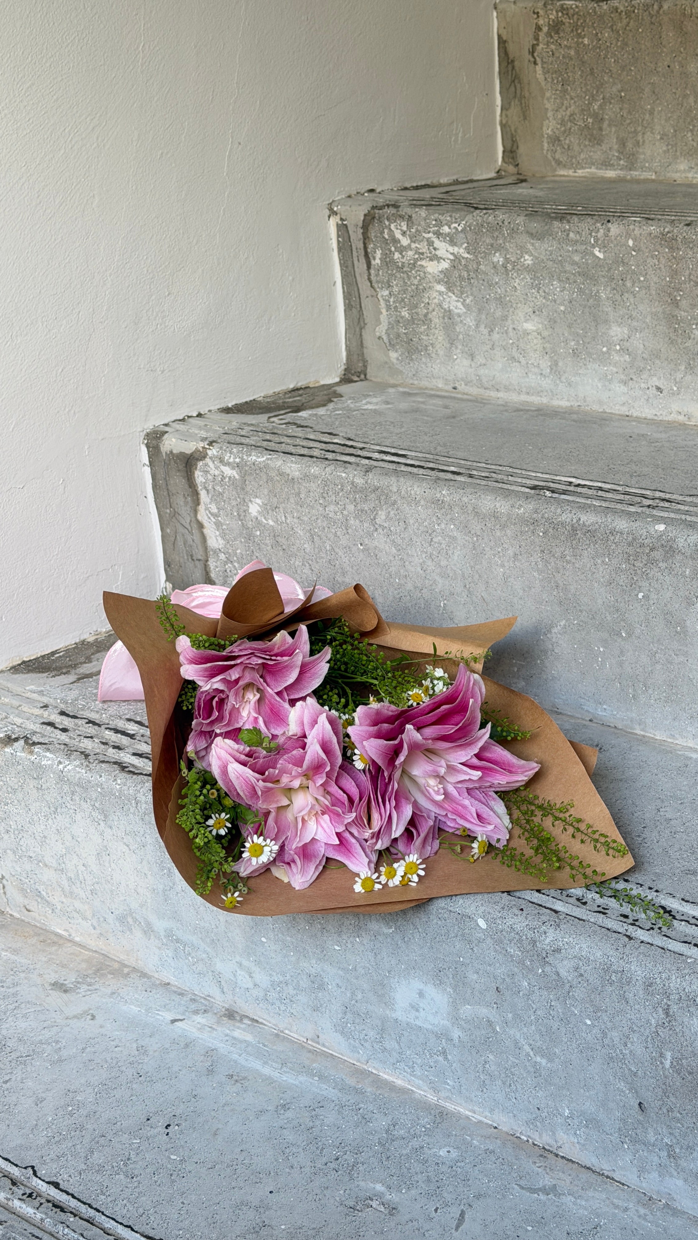 Customised Pink Lilies Bouquet
