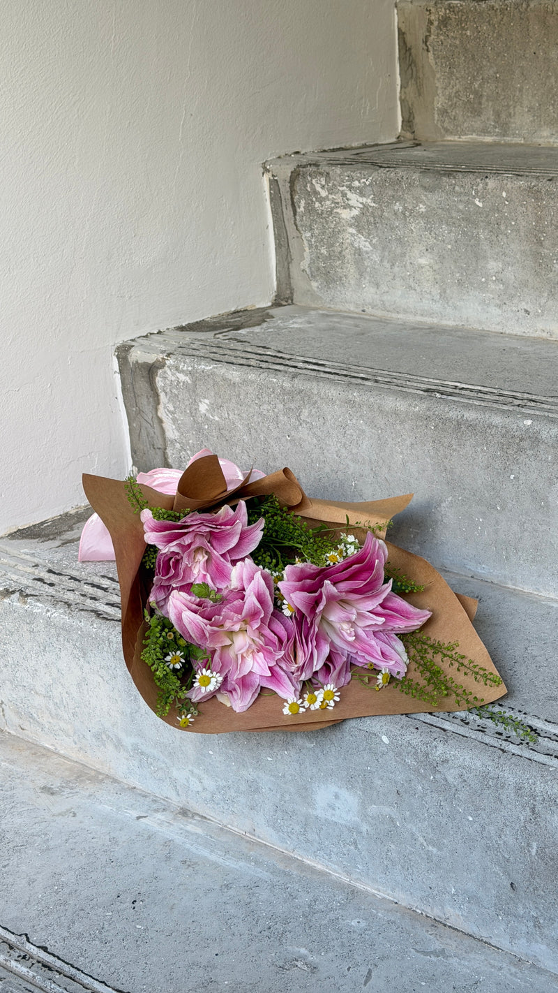 Customised Pink Lilies Bouquet