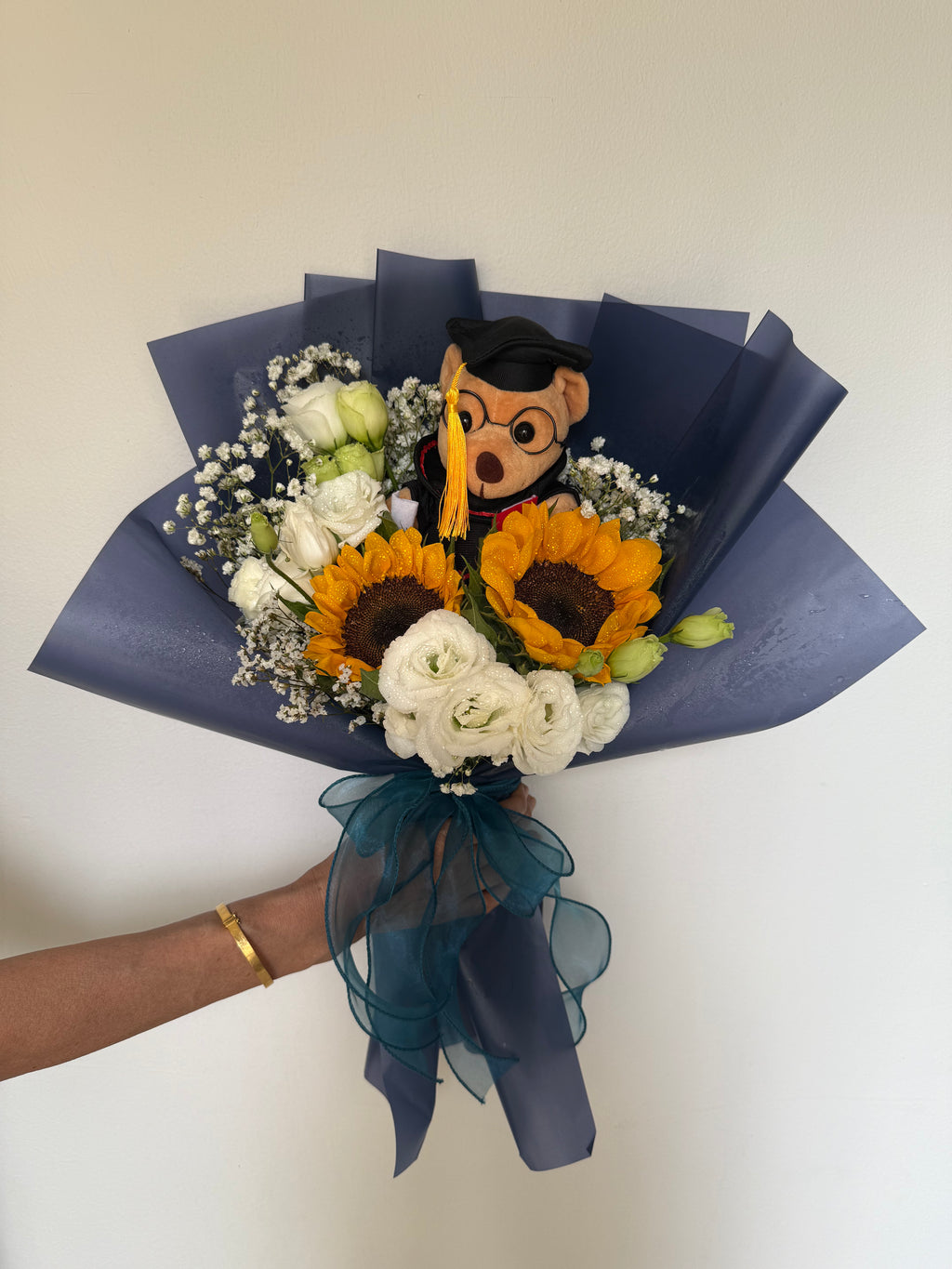 Custom Lisianthus and Sunflowers Bouquet for Graduation