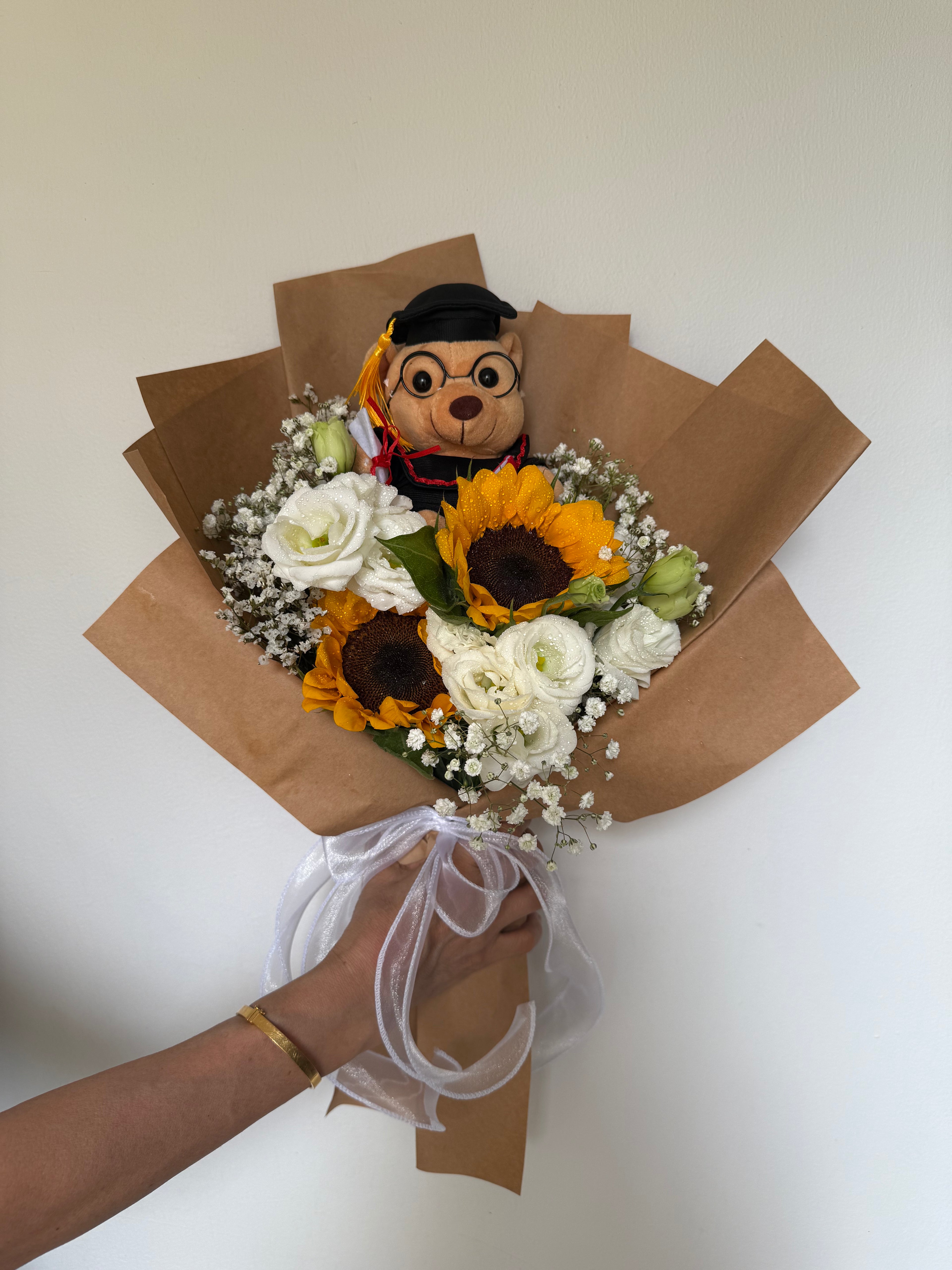 Custom Lisianthus and Sunflowers Bouquet for Graduation
