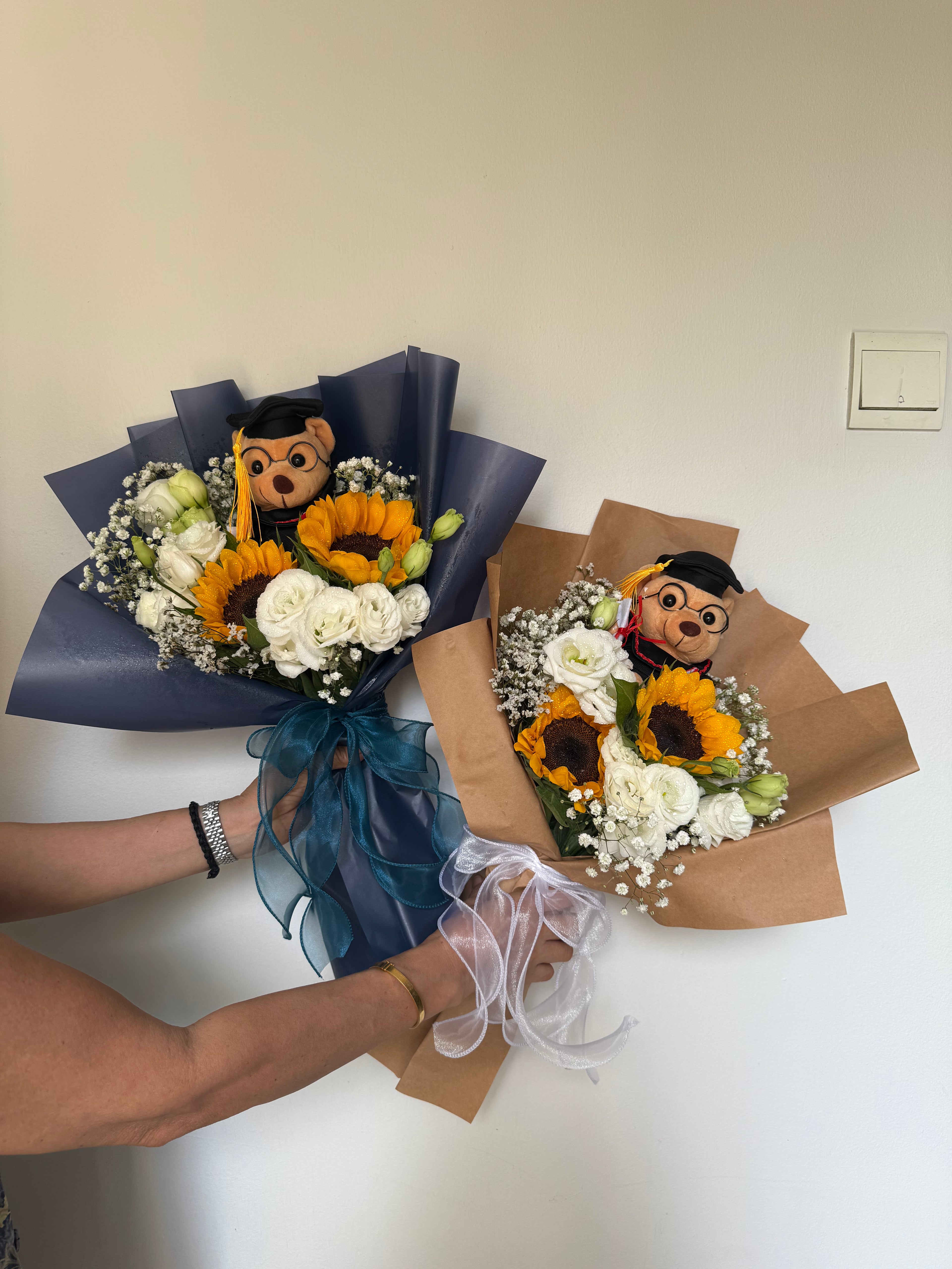 Custom Lisianthus and Sunflowers Bouquet for Graduation