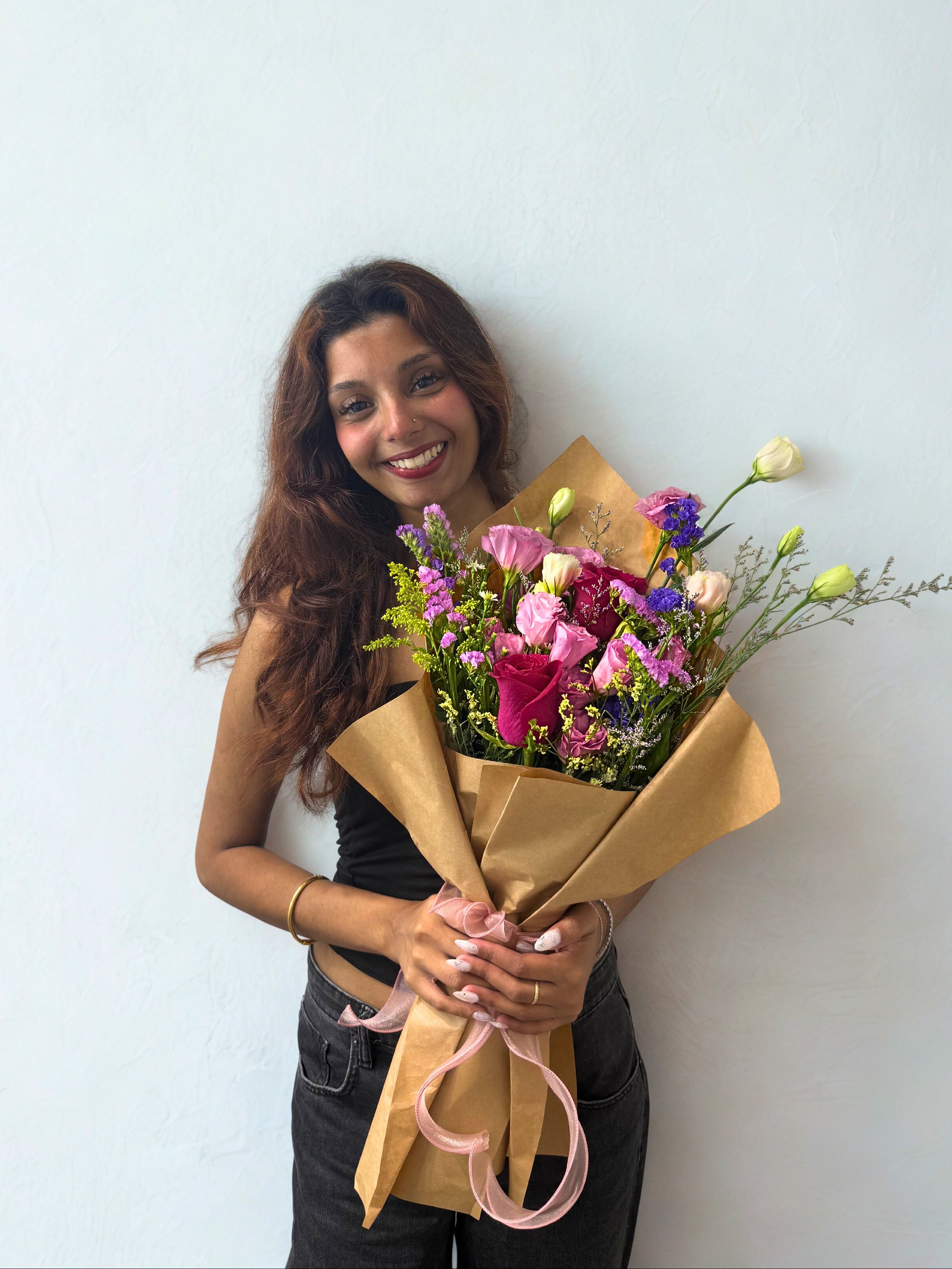 Custom Pink and Red Roses Bouquet for Romantic Valentine's