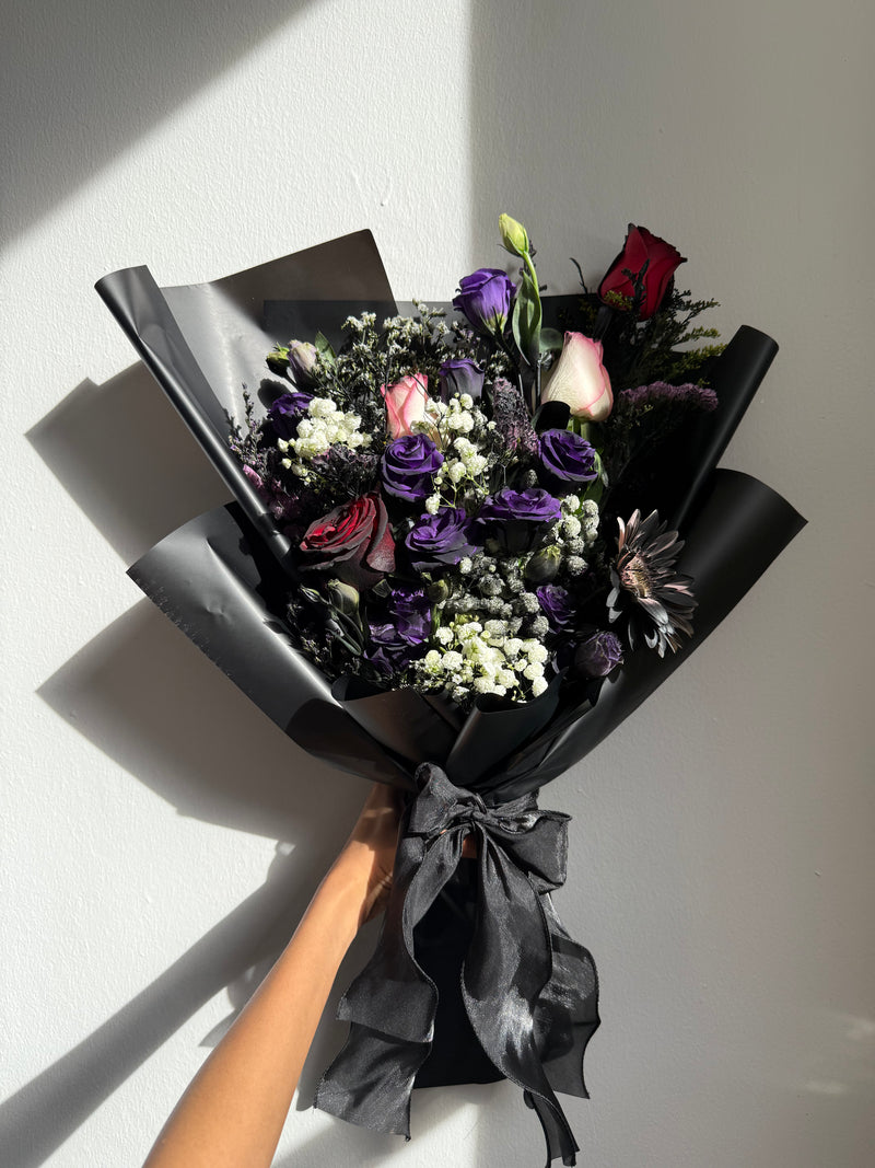 Customised Dark Theme Roses Bouquet