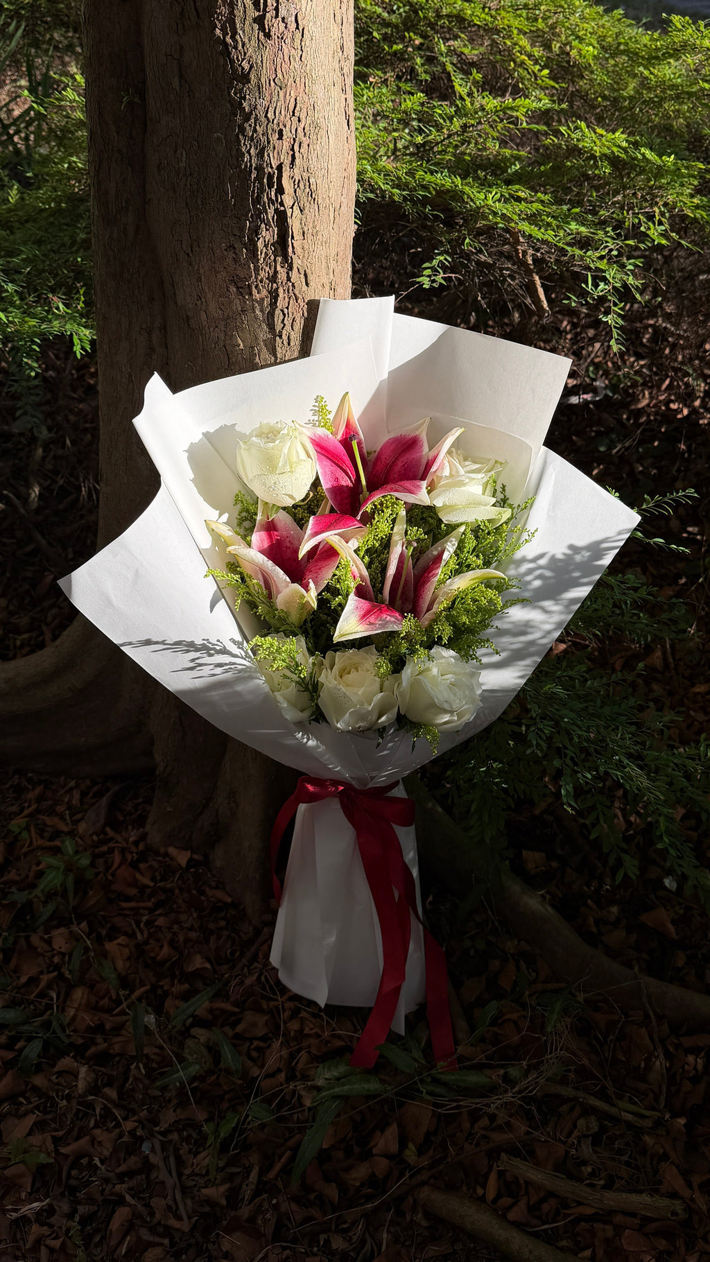 Custom Roses and Lilies Bouquet for Romantic Valentine's